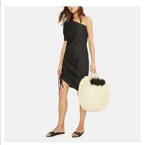 NWT Bassike one shoulder cinch dress black